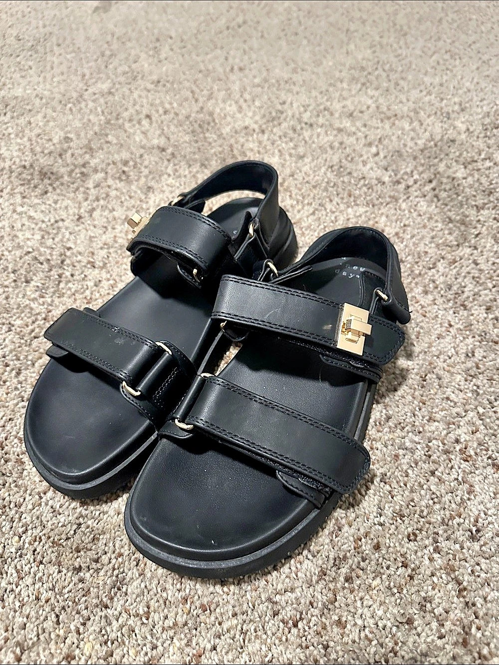 A New Day Black Turnlock Double Strap Platform Sandals
